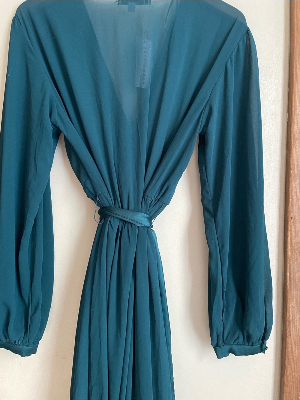 Baltic Born Evangeline Long Sleeve High Low Chiffon Dress Teal - Picture 8 of 13